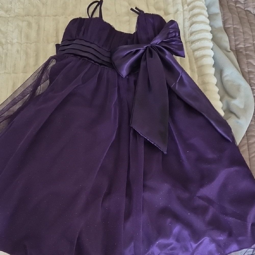 Ash Kids Formal Dress in Rich Purple with Bow